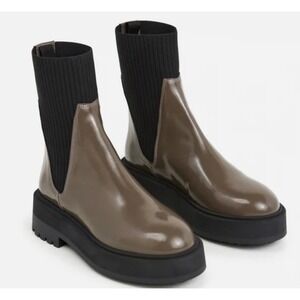 Flattered Aurora Patent Leather Platform Sock Boots Lug Sole Women's 39